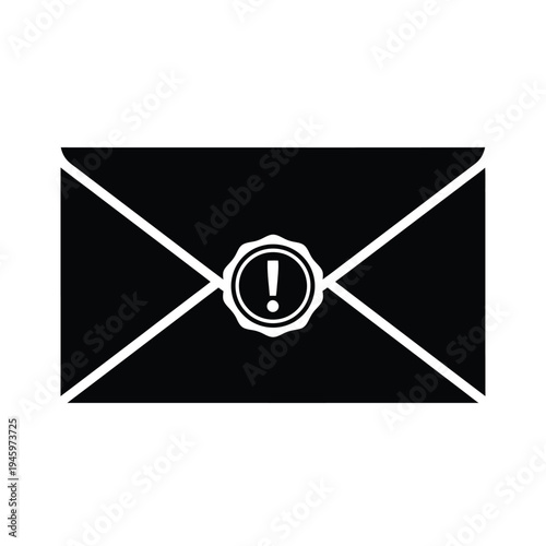 Black envelope with white exclamation seal