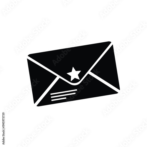 Black and white envelope with star and lines