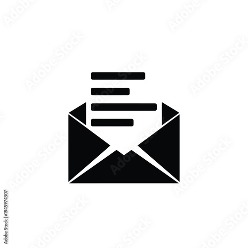 Black and white envelope with lines symbolizing messages