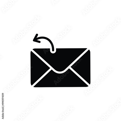 Black envelope with circular arrow indicating send or reply