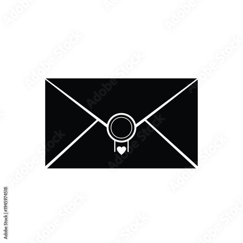 Free Download Black envelope with white seal and heart - GFXLoad