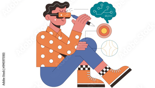 vector illustration of a man with a brain