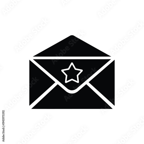 Black envelope with white star symbol