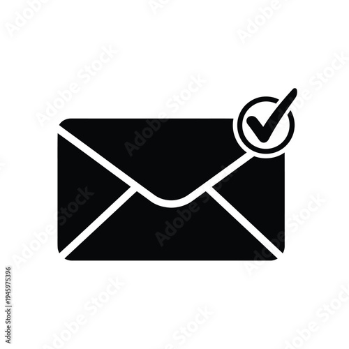 Black envelope with white checkmark symbol