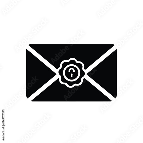 Black envelope with white sealed wax stamp