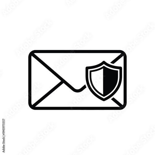 Black and white envelope with a shield security