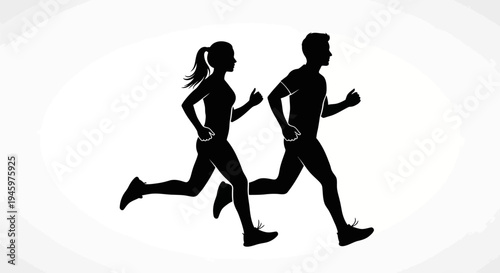 Man and woman running together fast.