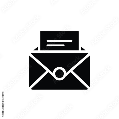 Black envelope with letter emerging from white