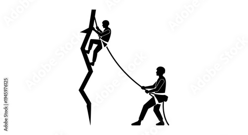 Two climbers with rope assistance.