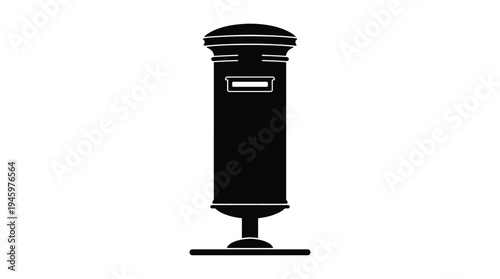 Black silhouette of a vintage post box on white background