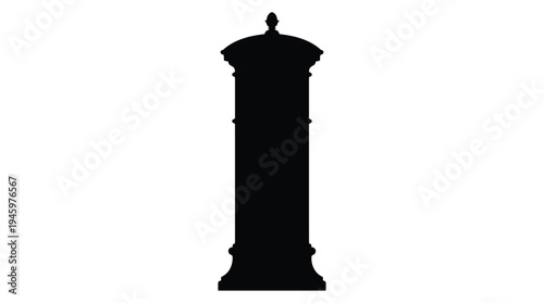 Black silhouette of a vintage post box with ornate details