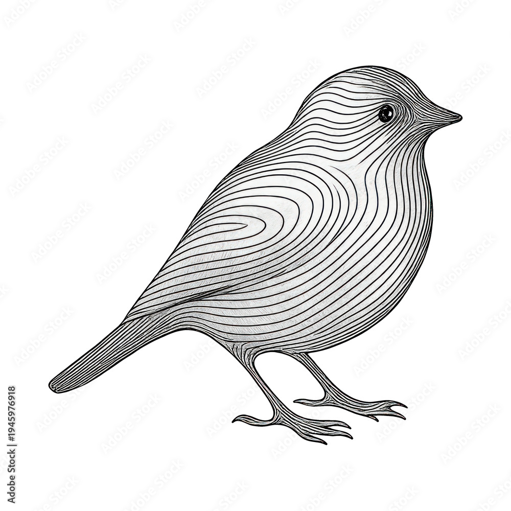 Fototapeta premium PNG Intricate bird line art illustration.