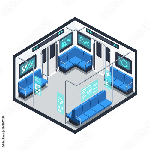 Modern Futuristic Subway Train Interior Design.