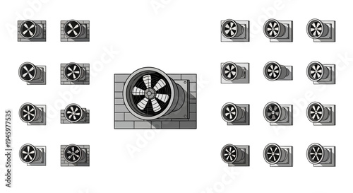 Collection of various industrial fan designs.
