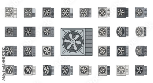 A collection of various fan designs.