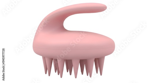 A pink scalp massager on transparent background for hair care