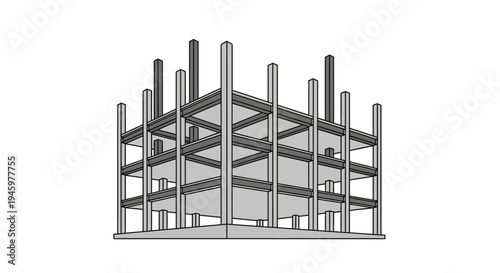 3D rendering of a metal framework structure.