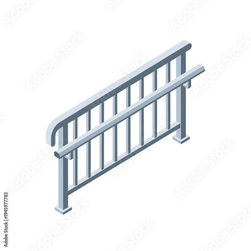 Modern Metal Stair Handrail with Vertical Balusters.