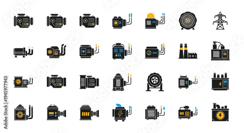 Collection of various camera icons and equipment.