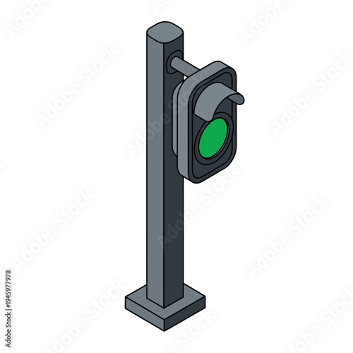 Green Traffic Light Signal on Pole.