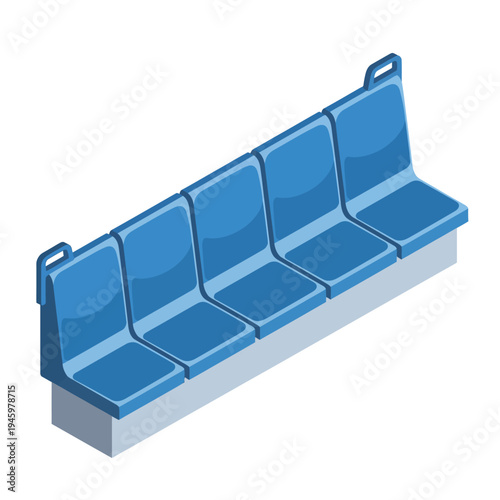 Blue Row of Modern Public Seating.