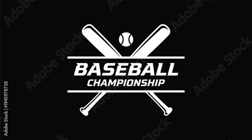 Vector graphic illustration of baseball championship logo with bats and ball