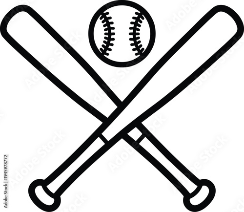 Vector graphic illustration of baseball bat and ball design