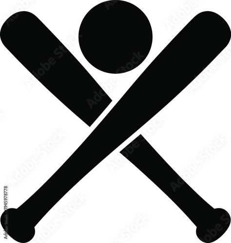 Vector graphic illustration of a baseball player symbol with crossed bats