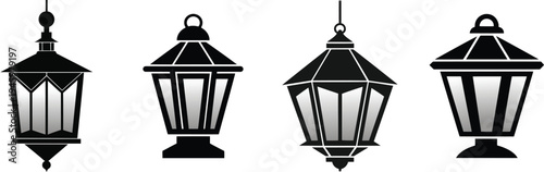 Four different lantern styles hanging and standing