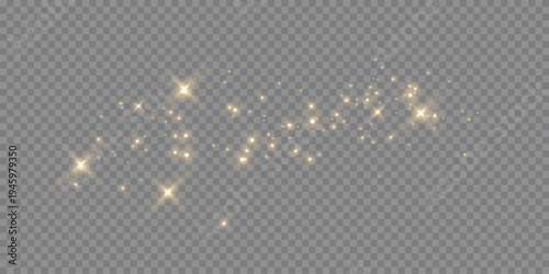 Vector sparkles on a transparent background. Christmas light effect. Sparkling magical dust particles.The dust sparks and golden stars shine with special light