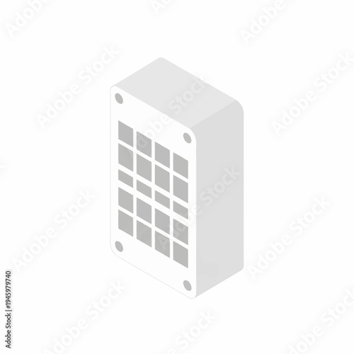 Isometric illustration of a white air purifier device.
