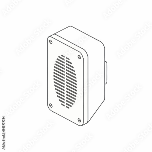 Isometric Line Drawing of a Rectangular Industrial Vent Unit.