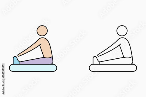 Minimal Yoga Sitting Pose Icon – Meditation and Stretching Concept