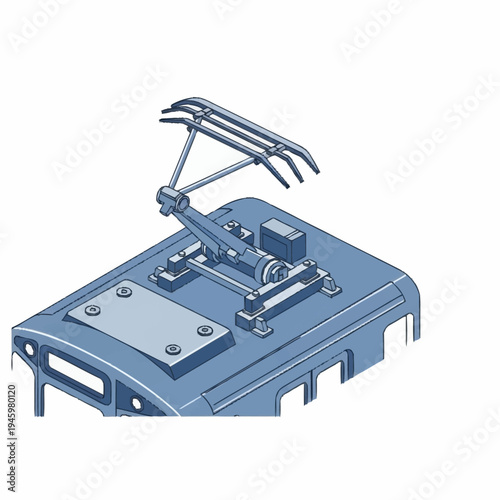 Detailed Illustration of a Train Pantograph Mechanism.