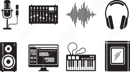 Set of music and audio icons vector illustration design