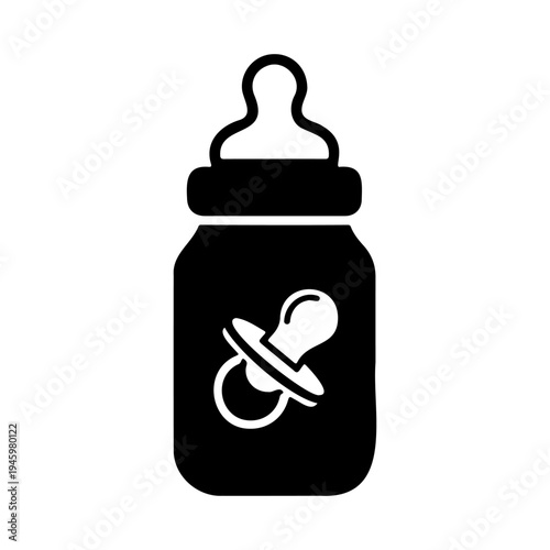 Baby feeder bottle silhouette icon vector illustration on white background