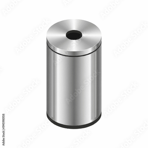 Modern Stainless Steel Cylinder Trash Can with Open Top.