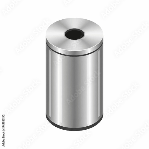 Modern Stainless Steel Cylinder Trash Can with Top Opening.