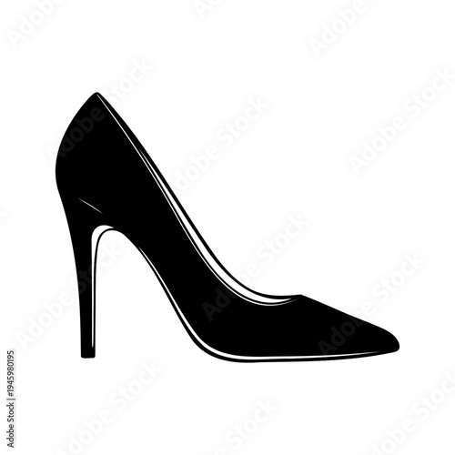 Woman shoe silhouette icon vector illustration on white background