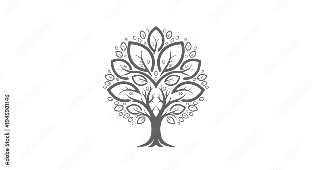 Obraz premium Stylized Tree Logo for Nature, Wellness, and Eco-Friendly Branding