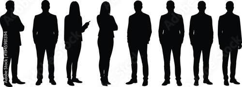 Business team silhouettes, corporate professionals standing together, diverse workforce concept, leadership and teamwork, office people collaboration, career success, professional unity