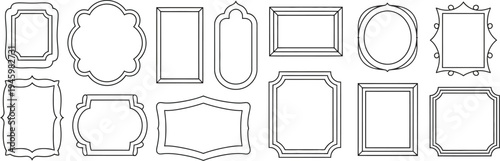 Vintage collection of metal alphabet letters and numbers set arranged in an antique wooden frame for a blank photography art gallery wall decoration