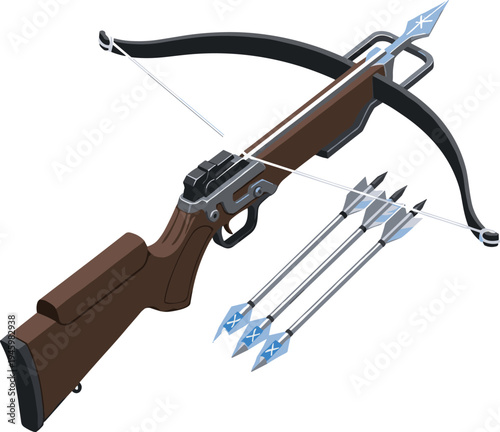 Fantasy Crossbow with Spear-Like Bolts and Precision Design for Archery, Medieval Weaponry, and Adventure Gear