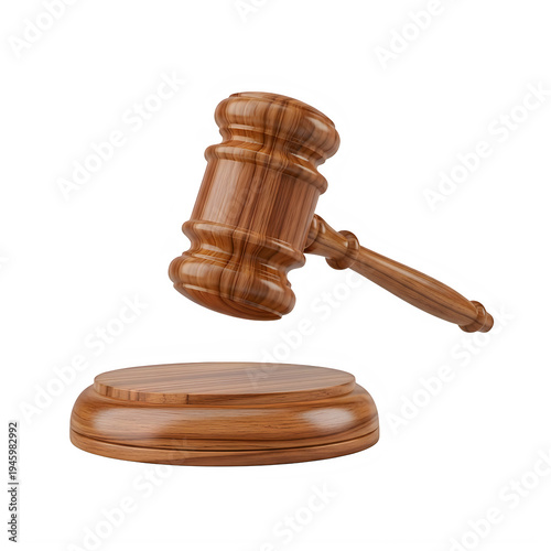 A wooden gavel resting on a white surface, symbolizing authority and decision-making.