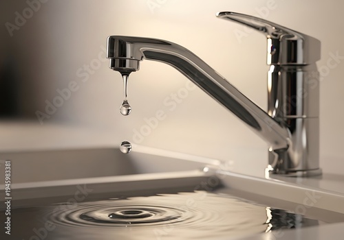 Leaky faucet dripping water into a stainless steel sink