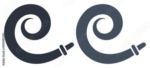 Stylized water hose with a coiled hose end against a white background