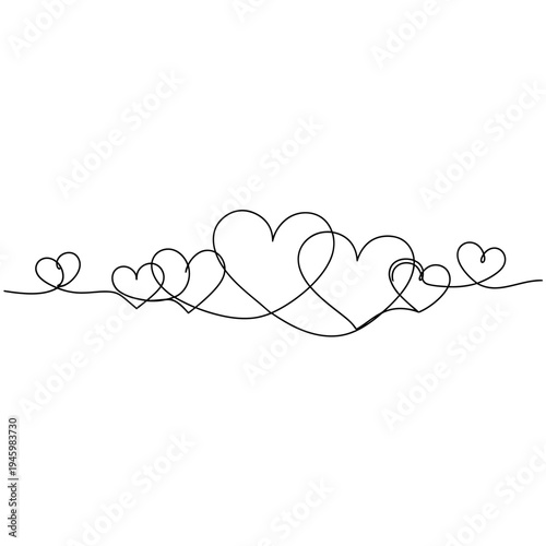 Elegant Decorative Heart Swirl Minimalist Line Art Illustration

