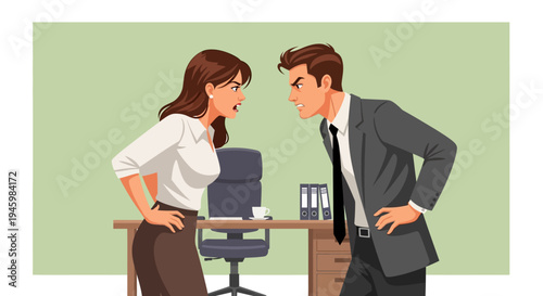 Two office colleagues in disagreement.