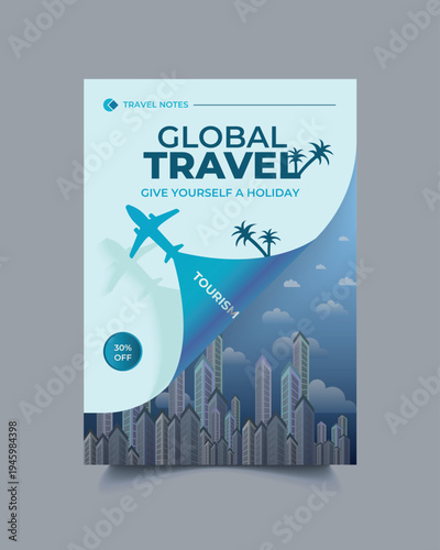 Global Travel Agency Flyer Template Modern Tourism and Vacation Promotion Design