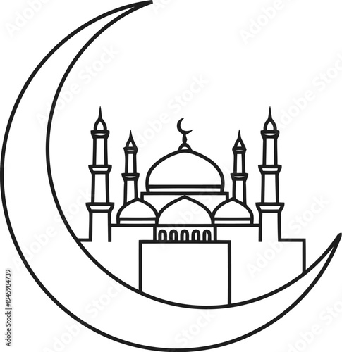 Ancient castle on a hilltop with a clock tower and surrounding walls Vector